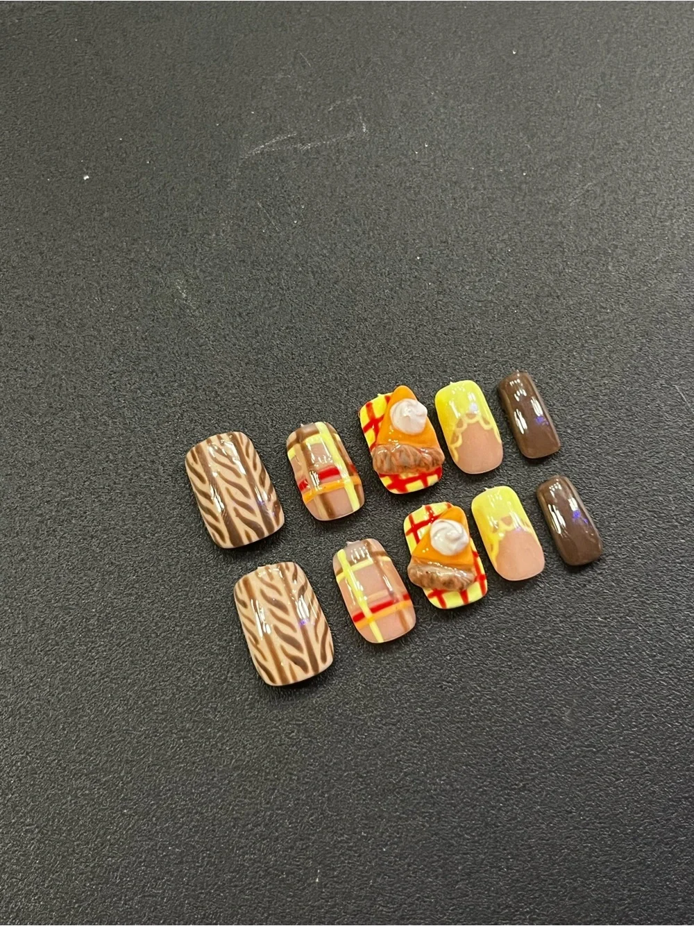 False Nail Set - Yellow & Brown Fashion Press-Ons